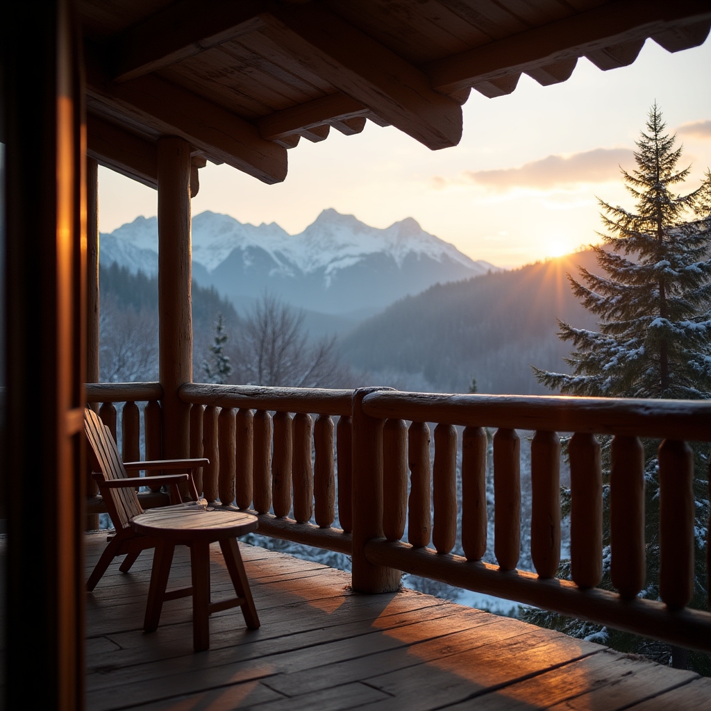 Balcony view of a short-term rental apartment overlooking Tatra mountains near Zakopane